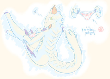 butt clothing female looking_back simple_background solo tail underwear white_background wings charrcoal capcom european_mythology monster_hunter mythology barioth dragon flying_wyvern mythological_creature mythological_scalie scalie western_dragon wyvern