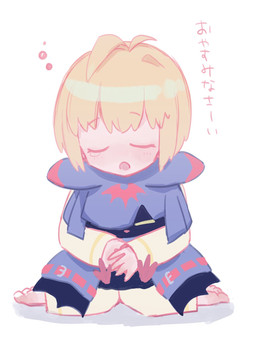 anthro black_body black_fur blonde_hair chibi cloak clothing cowl duo eyes_closed fur hair male sleeping sound_effects text vowelless vowelless_sound_effect wings zzz ebiebionigiri bandai_namco digimon digimon_beatbreak makoto_kuonji chiropmon digimon_(species) human mammal 3:4 hi_res japanese_text