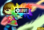 brown_hair hair human_only not_furry smile solo perinia undertale undertale_(series) frisk_(undertale) human mammal colorful_theme grandfathered_content