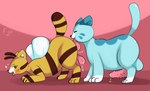 antennae_(anatomy) anthro arthropod balls bee belly black_eyes black_nose blue_body blue_fur bodily_fluids candy candy_cat cat-bee_(poppy_playtime) cunnilingus dessert digital_media_(artwork) domestic_cat duo e-01 erection felid feline felis female feral feral_on_feral food fur fur_markings genital_fluids genitals hi_res hybrid hymenopteran insect long_tongue male male/female mammal markings mob_entertainment open_mouth oral overweight penile_spines penis poppy_playtime precum saliva sex simple_background smile stripes tail tongue tongue_out vaginal white_body white_fur wings yellow_body yellow_fur