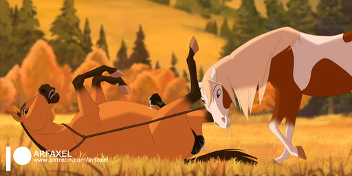 anatomically_correct anatomically_correct_genitalia anatomically_correct_penis animal_genitalia animal_penis ball_suck balls blonde_hair bodily_fluids brown_body brown_fur canon_couple cum cum_on_belly cum_on_body cum_on_own_belly cum_on_self dominant dominant_female duo equine_genitalia equine_penis female feral feral_on_feral field fur genital_fluids genitals hair hooves intraspecies lasso lying male male/female mane on_back oral penis saliva saliva_string sex sucking yellow_body yellow_fur arf-fra dreamworks spirit:_stallion_of_the_cimarron rain_(cimarron) spirit_(cimarron) equid equine horse mammal hi_res