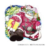 anthro belly blue_body blue_fur christmas_clothing christmas_headwear christmas_tree clothing fur hat headgear headwear holidays humanoid_hands kemono male one_eye_closed overweight overweight_anthro overweight_male plant santa_hat solo text tree white_body white_fur wink kinoshita-jiroh christmas sengoku_puzzle raiden_shin'emon santa_claus felid mammal pantherine tiger 1:1 2020 japanese_text