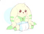 ambiguous_gender anthro blush clean_diaper clothed clothing diaper diaper_only fur looking_at_viewer sitting solo topless wearing_diaper diver_(artist) bandai_namco digimon digimon_(species) terriermon 2020