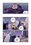 anthro bullying dialogue group male text t0l0k earl_(t0l0k) izzy_(t0l0k) mammal rhinoceros sengi comic english_text hi_res