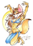 2002 anklet anthro armlet belly_chain belly_dancer biped blue_eyes bracelet breasts brown_hair canid canine chakona_space circlet claws cleavage clothed clothing cosplay crossover dancing digitigrade ear_piercing fangs fatima_(vicky_wyman) female fennec_fox fox fur hair half-closed_eyes harem harem_outfit herm_(lore) jewelry kneeling leanna_fennec long_hair looking_at_viewer mammal narrowed_eyes navel nipple_outline open_mouth piercing simple_background skimpy solo tail tan_body tan_fur teeth toe_claws true_fox vicky_wyman waist_accessory white_background white_body white_fur xanadu_(comic)