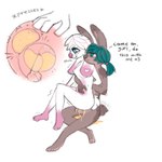 anthro belly belly_inflation belly_press big_nose blue_eyes blush blushy bodily_fluids duo embarrassed female genital_fluids genitals hair hand_behind_back hand_on_belly hands_behind_back immobilization inflation male male/female nipples omorashi peeing peeing_inside peeing_together penetration penile penile_penetration penis penis_in_pussy ponytail rabbit_ears romantic romantic_couple romantic_sex sitting_on_penis speech_bubble urine urine_in_pussy urine_inflation urine_pool urine_stream vaginal vaginal_penetration watersports blushy_(artist) karamel_rabbit yoshiko_bunny sequence