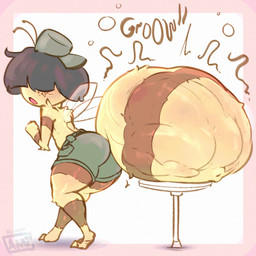 abdomen_vore anthro arthropod_abdomen big_abdomen big_butt butt freckled_face freckles male motion_lines solo unusual_vore vore gz_cami05 benjamin_(badartist) arthropod bee hymenopteran insect 1:1 hi_res
