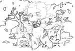 anthro bell blush clothed clothing detailed_background female fur grass leaf navel plant simple_background solo standing topwear tree vest white_background white_body white_fur young young_anthro noriburu bovid caprine goat mammal black_and_white monochrome