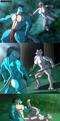 abs ambush anthro athletic athletic_female biceps big_penis black_sclera bodily_fluids bone_spikes bottomwear breasts chest_scar claws clothed clothed/nude clothed_male clothing digitigrade duo ear_piercing ear_ring eyes_closed fangs female female_penetrated forked_tongue fur genital_fluids genitals grey_body grey_fur holding_ankle holding_leg humanoid_genitalia humanoid_penis larger_male loincloth loincloth_only looking_back male male/female male_dominating_female male_penetrating male_penetrating_female medium_breasts melee_weapon multicolored_body multicolored_fur multicolored_scales muscular muscular_anthro muscular_female muscular_male nipples nude nude_female nude_male pecs penetration penis piercing pink_nipples polearm raised_leg red_eyes ring_piercing scales scar sex size_difference smaller_female spear tail tan_body tan_scales teeth tongue topless turquoise_scales two_tone_body two_tone_fur two_tone_scales vaginal vaginal_fluids vaginal_fluids_on_penis vaginal_penetration vulva weapon white_body white_fur grungotharts american_mythology blue_sky_studios ice_age_(series) mesoamerican_mythology mythology shira_(ice_age) xiuhcoatl_(laziestsloth) felid legged_snake mammal prehistoric_species reptile saber-toothed_tiger scalie snake absurd_res hi_res