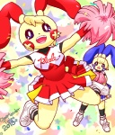 anthro blush cheerleader duo female g-sun generation_3_pokemon minun nintendo plusle pokemon pokemon_(species) pokemorph