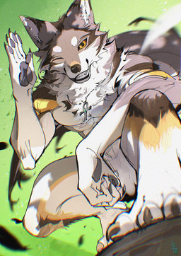 5_fingers amber_eyes ankh ankh_necklace anthro biped black_claws black_pawpads brown_body brown_fur claws countershade_arms countershade_face countershade_legs countershade_neck countershade_tail countershade_torso countershading finger_claws fingerpads fingers foreshortening front_view fur gesture green_background greeting_viewer grey_body grey_fur inner_ear_fluff jewelry looking_at_viewer low-angle_view male multicolored_body multicolored_fur neck_tuft necklace nude nude_anthro nude_male one_eye_closed pawpads pose pupils salute simple_background smile smiling_at_viewer smirk snout solo tail teeth toe_claws tuft white_body white_claws white_countershading white_fur white_inner_ear_fluff wink winking_at_viewer yellow_body yellow_fur chiayeeee ankh_(minelodywolf) canid canine canis mammal northwestern_wolf wolf 2026 chromatic_aberration digital_drawing_(artwork) digital_media_(artwork) full-length_portrait hi_res portrait
