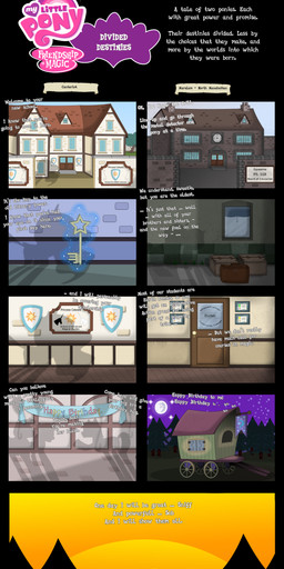 building clothing dialogue female feral forest happy_birthday hat headgear headwear levitation magic moon night outside plant school shadow silhouette sparkles star sunset text tree vehicle wagon wizard_hat perfectblue97 friendship_is_magic hasbro my_little_pony trixie_(mlp) equid equine horse mammal pony 2013 absurd_res comic english_text hi_res