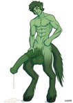 abs animal_genitalia animal_penis balls big_penis bodily_fluids cum cum_drip cum_on_ground dripping equine_genitalia equine_penis erection genital_fluids genitals green_body green_eyes green_hair green_skin hair huge_penis long_penis looking_at_viewer male masturbation muscular muscular_male nipples nude penile penile_masturbation penis simple_background smile solo standing white_background inickainiers schizoid dc_comics teen_titans beast_boy animal_humanoid humanoid mammal mammal_humanoid satyr hi_res