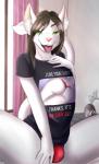 anthro bulge butt clothing femboy fur hair looking_at_viewer male open_mouth panties shirt smile solo text text_on_clothing text_on_shirt text_on_topwear tongue tongue_out topwear underwear white_body white_fur mina-the-pie dantae_meoi domestic_cat felid feline felis mammal 2019 absurd_res digital_media_(artwork) english_text hi_res