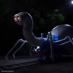 glowing glowing_eyes long_neck machine male metallic_body moon night nightmare_fuel red_eyes solo train vehicle what what_has_science_done why tom_coben mattel thomas_and_friends thomas_the_tank_engine arachnid arthropod hybrid living_machine living_vehicle spider 1:1 2019 3d_(artwork) 3d_animation animated digital_media_(artwork) loop short_playtime sound webm