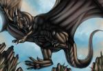 black_body black_scales claws fangs feral flying horn male membrane_(anatomy) membranous_wings red_eyes scales tail teeth wings rinienne mythology dragon mythological_creature mythological_scalie scalie