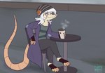 4_toes anthro barefoot beverage claws clothing coffee feet furniture moss plant plantigrade sitting solo table toes bardo_en_krisis american_opossum mammal marsupial absurd_res clip_studio_paint_(artwork) digital_media_(artwork) hi_res