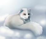 black_nose eyes_closed feral fur smile solo white_body white_fur taykoe arctic_fox canid canine fox mammal true_fox 2018 digital_media_(artwork)