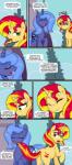 2014 comic dialogue english_text equestria_girls equid equine feathered_wings feathers female feral friendship_is_magic hasbro hi_res horn loopend mammal my_little_pony mythological_creature mythological_equine mythology princess_luna_(mlp) sunset_shimmer_(eg) text unicorn winged_unicorn wings