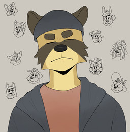 anthro beanie black_beanie black_clothing black_ears black_hair black_hand black_hat black_headwear clothed clothing eyebrows eyes_always_closed eyes_closed frown fur grey_background hair hat headgear headwear jacket male male_anthro simple_background solo stubble tan_body tan_fur thick_eyebrows topwear p_rindustries anton_(p_rindustries) chuck_(p_rindustries) dexter_(p_rindustries) fred_(p_rindustries) gale_(p_rindustries) kevin_(p_rindustries) osmond_(p_rindustries) p_rindustries_(p_rindustries) will_(p_rindustries) wilt_(p_rindustries) wynn_(p_rindustries) canid canine mammal raccoon_dog tanuki 2026 hi_res