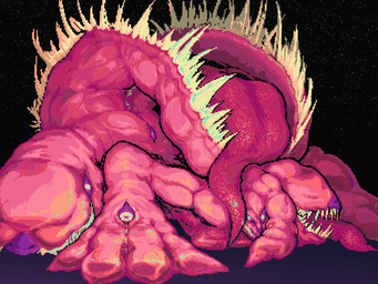 2_heads ass_up big_hands big_tail breast_squish breasts female gynomorph hair hair_over_eye intersex multi_eye multi_head multi_mouth one_eye_obstructed open_mouth pink_body raised_tail smile solo squish tail tail_mouth teeth tongue tongue_out translucent unusual_anatomy unusual_tail falgaia mir_(falgaia) alien alien_humanoid flesh_creature goo_creature goo_humanoid humanoid monster monstrous_humanoid taur 4:3 digital_media_(artwork) pixel_(artwork)