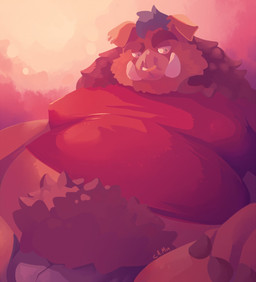 anthro big_pubes bottomwear brown_body brown_fur bulge cheek_tuft clothing ear_piercing ear_ring facial_piercing facial_tuft floppy_ears front_view fur grey_bottomwear grey_clothing hair looking_at_viewer male male_anthro multiple_piercings nose_piercing nose_ring obese obese_anthro obese_male overweight overweight_anthro overweight_male piercing pubes red_clothing red_topwear ring_piercing septum_piercing septum_ring short_hair simple_background solo tight_clothing tight_topwear topwear tuft tusks chocolateandmilk mammal suid suine sus_(pig) wild_boar 2019 dated hi_res