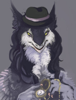 anthro clock clothing hat headgear headwear male solo terribly_british watch alexandergrimm mammal sergal 2010 low_res