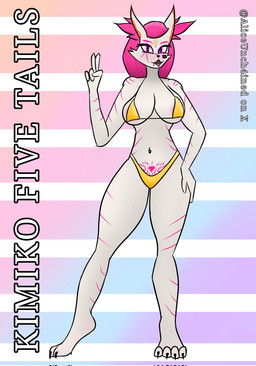 4_toes 5_fingers anthro bikini breasts cleavage clothed clothing exposed exposed_breasts exposure_variation feet female fingers fur gesture hair hand_gesture navel nipple_outline nipple_slip nipples pink_hair pubic_tattoo solo swimwear tailless tattoo toes triangle_bikini two-piece_swimsuit under_boob v_sign white_body white_fur womb_tattoo aliceunch4ined asian_mythology east_asian_mythology epic_games fortnite japanese_mythology mythology kimiko_five-tails canid canine fox fox_spirit mammal mythological_canine mythological_creature yokai 2026 digital_media_(artwork) hi_res