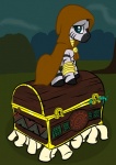 cloak clothing duo female feral looking_at_viewer luggage outside sad sitting stripes toony lowkey discworld friendship_is_magic hasbro my_little_pony the_luggage zecora_(mlp) equid equine mammal sapient_pearwood zebra crossover hi_res