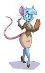 anthro biped blue_body blue_eyes blue_fur blue_hair bottomwear breasts brown_clothing brown_topwear brown_vest buckteeth clipboard clothed clothed_anthro clothed_female clothing female female_anthro freckles fur hair holding_clipboard holding_object holding_pen mouse_ears mouse_tail pen pencil_skirt pink_inner_ear pink_nose pink_tail simple_background skirt solo tail tan_bottomwear tan_clothing tan_skirt teeth topwear vest whiskers spiderweber mia_mouse mammal mouse murid murine rodent 2023 5:8 absurd_res colored digital_drawing_(artwork) digital_media_(artwork) hi_res