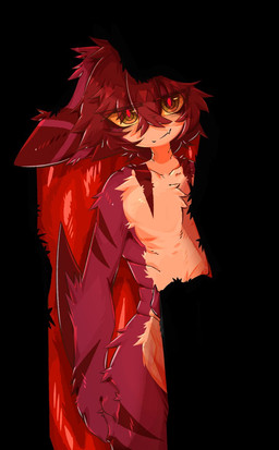 anthro barely_visible_genitalia barely_visible_penis eye_through_hair fluffy fur genitals hair hair_over_eyes male mouth_closed multicolored_eyes penis pointy_ears pupils red_body red_eyes red_fur red_hair red_pupils smile solo translucent translucent_hair yellow_sclera gaogomon gaogomon_(oc) aquatic fish hybrid kobold scalie shark censored hi_res