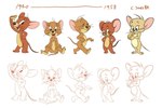 anthro art_evolution art_progression brown_body cheese dairy_products eyelashes eyes_closed food hand_on_hip happy holding_cheese holding_food holding_object male multiple_styles on_model simple_background smile solo standing timeline walking whiskers white_background meghan_mauriat metro-goldwyn-mayer tom_and_jerry jerry_mouse mammal mouse murid murine rodent 3:2 line_art model_sheet multiple_images