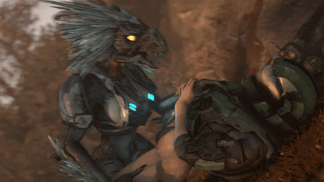 3_fingers ambiguous_penetration animal_genitalia animal_penis anthro anthro_penetrating anthro_penetrating_female anthro_penetrating_human arched_back arm_feathers arm_grab arm_tuft armor avian_caruncle beak blue_body blue_feathers bottomless breasts claws clothed clothing cuirass duo faceless_character faceless_female faceless_human feather_hair feathered_crest feathers female female_human female_on_anthro female_penetrated finger_claws fingers forest forest_background from_front_position genitals grey_body gynomorph gynomorph/female gynomorph_anthro gynomorph_on_human gynomorph_penetrating gynomorph_penetrating_female gynomorph_penetrating_human hand_on_chest hand_on_leg hand_on_thigh head_crest headgear helmet human_on_anthro human_penetrated intersex intersex/female intersex_anthro intersex_on_human intersex_penetrating intersex_penetrating_female intersex_penetrating_human interspecies light_body light_skin lying missionary_position nature nature_background non-mammal_breasts on_back outside_sex penetration penis plant pseudo_hair red_penis sex sheath small_waist tree tuft wide_hips xenophilia yellow_eyes rottingsfm pickle_juice_(modeler) halo_(series) microsoft xbox_game_studios alien avian human kig-yar mammal scalie spartan_(halo) t'vaoan 16:9 3d_(artwork) 3d_animation animated colored digital_media_(artwork) widescreen