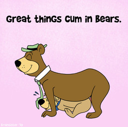 anthro anthro_on_anthro duo genitals humor intraspecies male male/male penis pun sex text toony visual_pun brainsister hanna-barbera yogi_bear boo-boo_bear yogi_bear_(character) bear mammal english_text