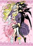 black_hair blonde_hair blush clothed clothing duo female female/female hair horn humanoid_pointy_ears not_furry open_mouth pointy_ears wings ma2da bandai_namco digimon angewomon digimon_(species) humanoid lilithmon