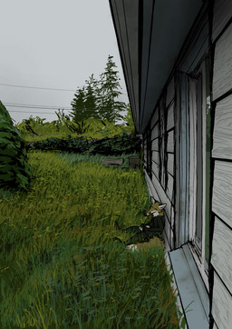 against_building amazing_background ambiguous_gender anthro building detailed_background eyes_closed grass grey_sky happy house nature on_grass outside plant sitting sky solo tree fangfield canid canine fox mammal red_fox true_fox 2025 detailed hi_res