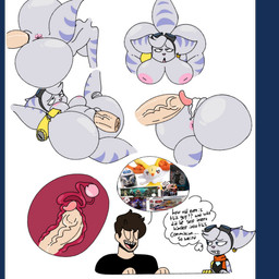 action_figure anthro blue_eyes bodily_fluids breasts brown_hair cervical_penetration cringing cum cum_in_vagina cum_inside cybernetic_arm cybernetic_limb dialogue disembodied_penis duo ear_piercing ear_ring eyewear eyewear_on_head fallopian_tubes female genital_fluids genitals goggles goggles_on_head grey_body hair humor internal leaning leaning_sideways male male/female penetration penis piercing pose ring_piercing scarf self_insert sex simple_background speech_bubble thought_bubble uterus anonymous_artist nintendo pokemon ratchet_and_clank sony_corporation sony_interactive_entertainment star_wars cip rivet_(ratchet_and_clank) braixen generation_6_pokemon human lombax mammal pokemon_(species) absurd_res hi_res