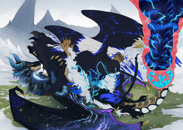 balls beak big_balls big_penis black_body black_claws black_fur blue_cum blue_horn bodily_fluids cervical_contact claws colored_cum cosmic_fur cosmic_hair cosmic_wings cum cum_drip cum_from_vagina cum_in_vagina cum_inside cum_on_fur cum_while_penetrated dragon_wings dripping duo ejaculation electricity electronics erection ethereal_hair feather_hair feathered_wings feathers feet female female_feral female_penetrated feral feral_on_feral feral_penetrated feral_penetrating feral_penetrating_feral from_front_position fur genital_fluids genitals gold_scales golden_claws grass hair horn internal internal_vaginal knot lightning long_tail male male/female male_feral male_penetrating male_penetrating_female markings mating_press membrane_(anatomy) membranous_wings mountain multicolored_body multicolored_fur multicolored_horn multicolored_scales open_beak open_mouth orgasm orgasm_face outside outside_sex paws penetration penile penile_penetration penis penis_in_vagina plant pseudo_hair raised_tail scale_hair scale_markings scales sex smile snow tail teeth toe_claws toes tongue tongue_out tuft unusual_bodily_fluids unusual_cum unusual_genital_fluids uterus vaginal vaginal_penetration vulva wings x-ray_view dcayorcus mythology avian bird dragon gryphon mammal mythological_avian mythological_creature mythological_scalie scalie digital_media_(artwork) hi_res