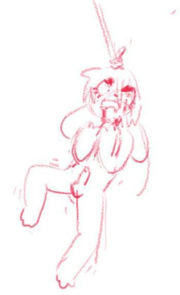anthro death duo genitals gore hanged humanoid_genitalia humanoid_penis imminent_death looking_up male penis simple_background solo weapon white_background bravobunny lagomorph leporid mammal rabbit full-length_portrait monochrome portrait red_and_white