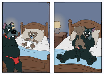 adult_on_toddler adult_on_young age_difference anthro balls bed belly butt clean_diaper clothed clothing collar diaper duo erection facial_hair female fur furniture genitals holding_partner humanoid_genitalia humanoid_penis imminent_sex interspecies lying male male/male mature_anthro mature_female mustache nude object_in_mouth on_back on_bed overweight overweight_anthro overweight_male pacifier pacifier_in_mouth penis pillow size_difference smile spread_legs spreading tail toddler topless topless_anthro topless_male underwear wearing_diaper young young_anthro young_male unclejock disney lady_and_the_tramp jock_(lady_and_the_tramp) scamp_(lady_and_the_tramp) canid canine canis domestic_dog hunting_dog mammal schnauzer scottish_terrier terrier digital_media_(artwork) hi_res