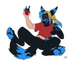 anthro anthrofied black_body black_fur blue_body blue_claws blue_fur blue_pawpads claws cupcake digitigrade fangs food fur human_to_anthro male mid_transformation pawpads red_eyes simple_background solo species_transformation teeth transformation transformation_through_food white_background stickmanwww nintendo pokemon nightfirer eeveelution generation_2_pokemon human mammal pokemon_(species) shiny_pokemon umbreon 2020 digital_drawing_(artwork) digital_media_(artwork) flat_colors hi_res signature