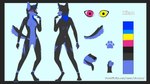 black_tongue blue_body blue_fur blue_hair blue_pawpads claws digitigrade feet female front_view fur hair handpaw heterochromia multicolored_body multicolored_ears multicolored_fur multicolored_hair multicolored_tail nude open_mouth pawpads paws pink_eyes rear_view simple_background smile solo standing tail teeth text tongue tongue_out two_tone_body two_tone_fur two_tone_hair yellow_eyes ziu_nyu animal_humanoid canid canine canis fox humanoid mammal mammal_humanoid 16:9 2022 4k absurd_res digital_media_(artwork) hi_res model_sheet url widescreen