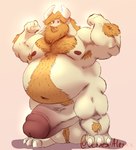 anthro balls beard belly biceps big_penis blonde_hair body_hair chest_hair facial_hair genitals hair hairy horn huge_penis hyper hyper_genitalia hyper_penis long_ears male mature_male musclegut muscular obese overweight overweight_male pecs penis pubes solo standing bernesealexxx undertale undertale_(series) asgore_dreemurr boss_monster_(undertale) absurd_res hi_res