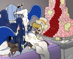 anus black_tie_(suit) bodily_fluids cake canon_x_oc clothing cum dessert dress duo female food genital_fluids genitals male messy penis pussy sex suit wedding_dress wedding_night miniferu friendship_is_magic hasbro my_little_pony fan_character princess_luna_(mlp) 5:4