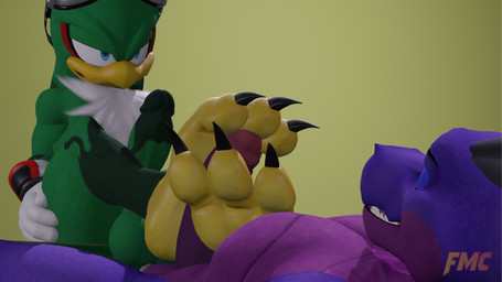 anthro balls beak claws clothing duo feet foot_fetish foot_focus foot_play footjob genitals gloves green_body handwear male male/male penis sex simple_background soles talonjob talons toe_claws toes foxmccloud287 blender_eevee mythology sega sonic_riders sonic_the_hedgehog_(series) cyprian_(foxmccloud278) jet_the_hawk accipitrid accipitriform avian bird dragon mammal mythological_creature mythological_scalie scalie 16:9 3d_(artwork) blender_(artwork) digital_media_(artwork) hi_res widescreen