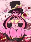 anthro big_breasts breasts clothing female hair hat headgear headwear holidays huge_breasts legwear navel pasties pink_body pink_eyes purple_hair solo stockings thick_thighs thong underwear lewdchuu_(artist) nintendo pokemon valentine's_day gala_(lewdchuu) arbok generation_1_pokemon generation_3_pokemon hybrid pokemon_(species) seviper hi_res