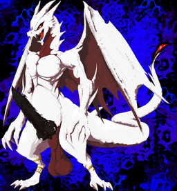3_toes 4_fingers albino animal_genitalia anklet anthro balls belly big_penis black_penis black_sclera claws colored_fire countershading eyeliner fangs feet finger_claws fingers fire flaming_tail genitals glistening glistening_genitalia glistening_penis gold_(metal) gold_jewelry horn jewelry knot knotted_penis long_neck looking_at_viewer makeup male membrane_(anatomy) membranous_wings muscular muscular_anthro muscular_male nude open_mouth open_smile pecs penile_spines penis pupils red_body red_eyes red_membrane red_scales red_tongue saggy_balls scales sheath slit_pupils smile solo spines tail teeth toe_claws toes tongue white_body white_scales wide_hips wings shadowsoulful nintendo pokemon aghanashi_(shadowsoulful) fan_character charizard generation_1_pokemon pokemon_(species) reptile scalie 2026 absurd_res cel_shading hi_res lineless shaded