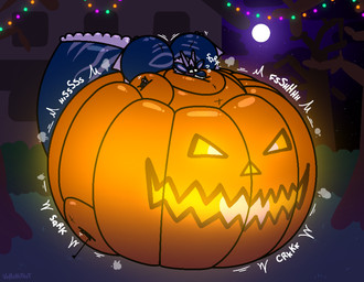 branch creaking decoration food fruit holidays hyper hyper_inflation inflation jack-o'-lantern lights moon night onomatopoeia plant pumpkin sound_effects text white_text vorchitect halloween mythology dragon mythological_creature mythological_scalie scalie 2025 artist_name hi_res