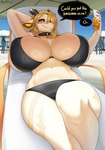 anthro beach big_breasts blonde_hair breasts clothed clothing curvy_figure ear_piercing female hair heart_symbol huge_breasts outside piercing seaside smile solo sunscreen tail text thick_thighs voluptuous wide_hips sophiathedragon mythology sophia_woo_(sophiathedragon) dragon mythological_creature mythological_scalie scalie wingless_dragon 2024 absurd_res english_text hi_res