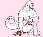 anthro bed_sheet bedding blood blush bodily_fluids claws clothed clothing duo female larger_female male male/female nude size_difference smaller_male straddling tail topless vainovalkea mythology dragon elf humanoid mythological_creature mythological_scalie scalie absurd_res hi_res